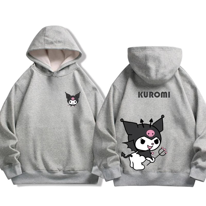 Sanrio co-branded sweatshirt for boys and girls Kuromi pattern print children's autumn and winter hoodie sweatshirt trend Good Vibrations
