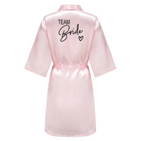 Wedding Party Team Bride Robe With Black Letters Kimono Satin Pajamas Bridesmaid Bathrobe SP003 Good Vibrations