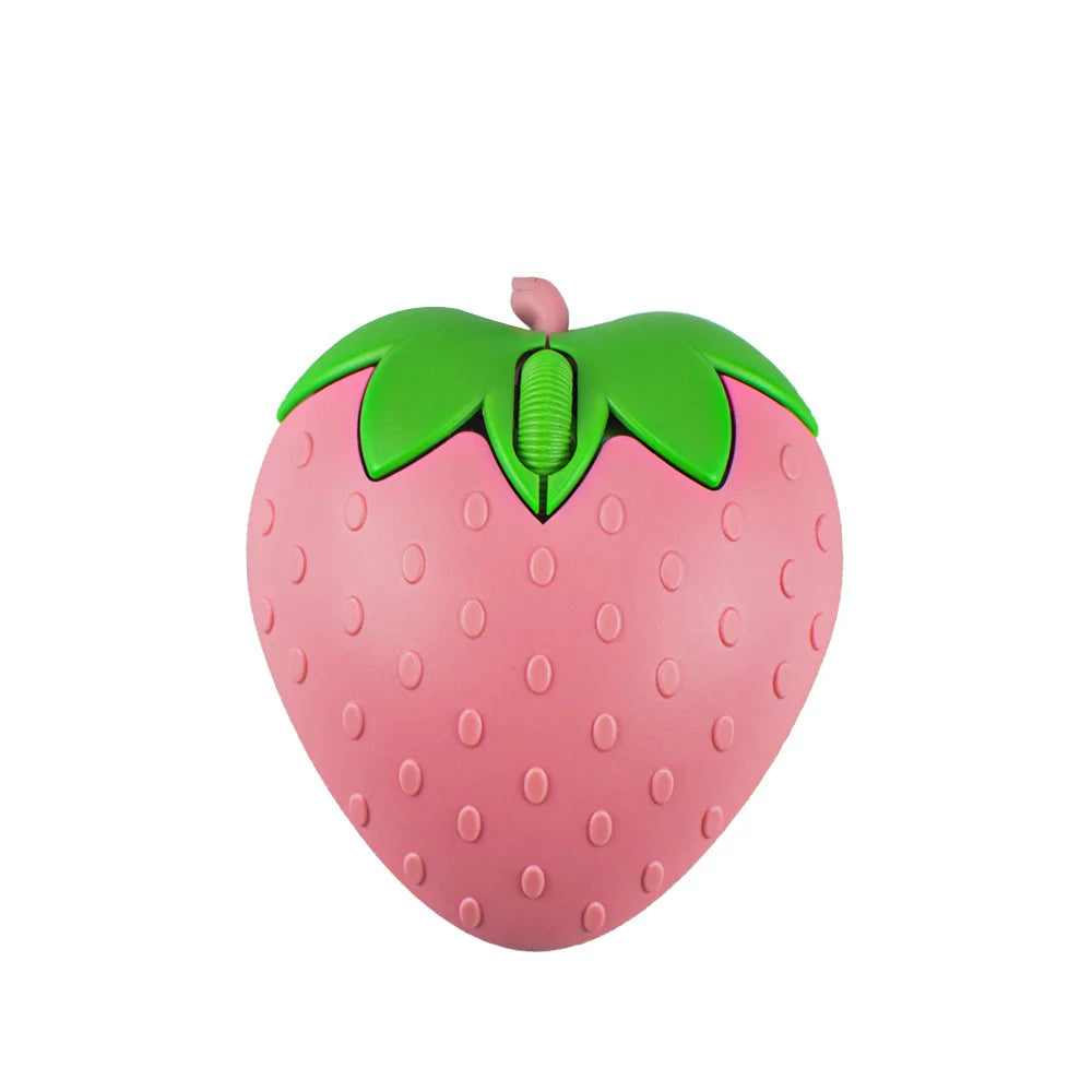 Wireless Cute Mouse 2.4G Bluetooth Dual-mode Strawberry Appearance Mute Button Light Weight Portable Office Use Gift For Girl Good Vibrations