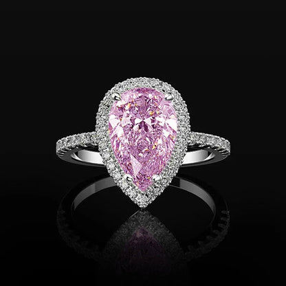 Pink Cubic Zirconia Ring Suitable for Women's Engagement Wedding Luxury Accessories Sparkling Silver Fashion Jewelry Good Vibrations
