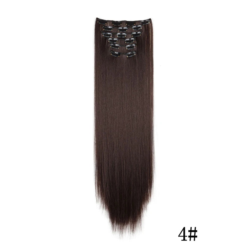 Synthetic Clips in Hair Extensions Long Straight Hairstyle Blonde Black Hairpieces Heat Resistant False Hair Daily Use Good Vibrations