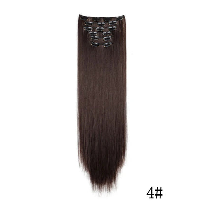 Synthetic Clips in Hair Extensions Long Straight Hairstyle Blonde Black Hairpieces Heat Resistant False Hair Daily Use Good Vibrations