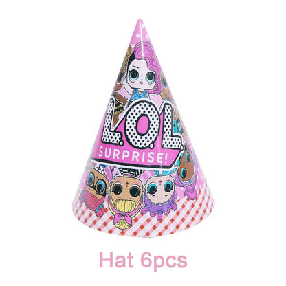 Girl Surprise Theme Backdrop Cute Shiny Doll Birthday Party Decoration Pink Latex Balloon Disposable Tableware Plate Cake Topper Good Vibrations