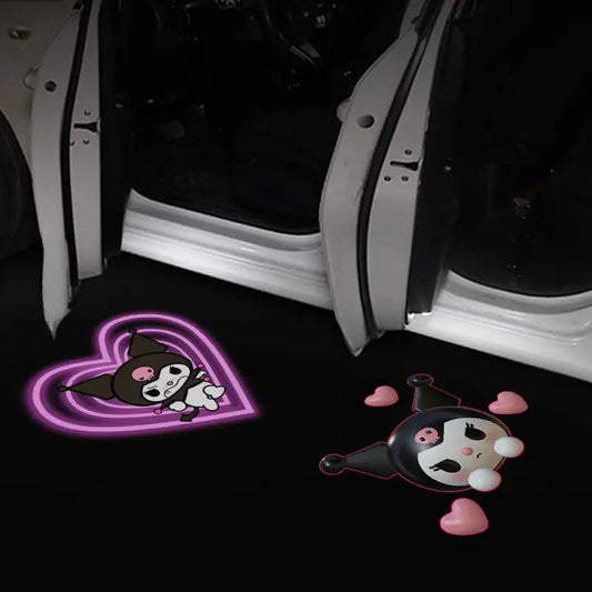Sanrio Car Projector Light Welcome Light Ambient Light Sensor Door Light Hd Cartoon Hello Kitty Car Decorative Accessories Good Vibrations