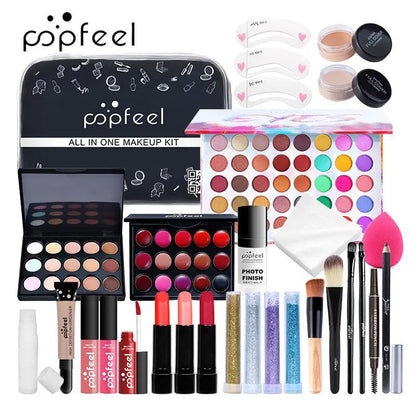 POPFEEL All-in-One Makeup Kit Gift Set with Eyeshadow Palette Foundation Lip Gloss Blush Brushes Eyeliner and More Beauty Gifts Good Vibrations