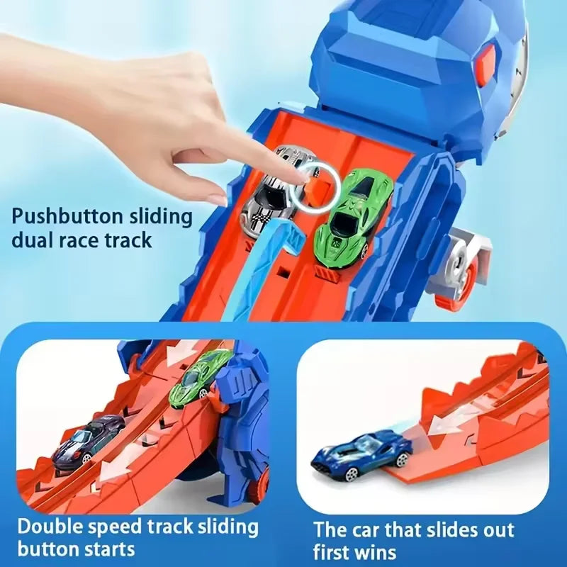 Transport Dinosaur Truck with Foldable into Standing Transforms Sliding Race Track T-rex Best Birthday Gifts Toys Boys And Girls Good Vibrations