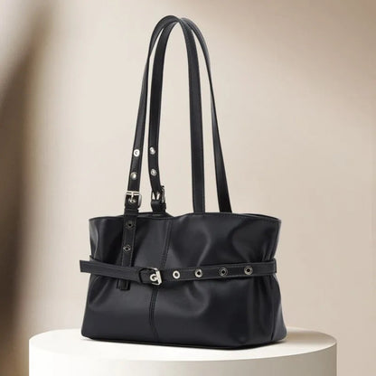 Women Shoulder Bag, Lazy Style New Versatile Large Capacity Fashion Single Shoulder Bag with Belt Decor for Commuter Good Vibrations