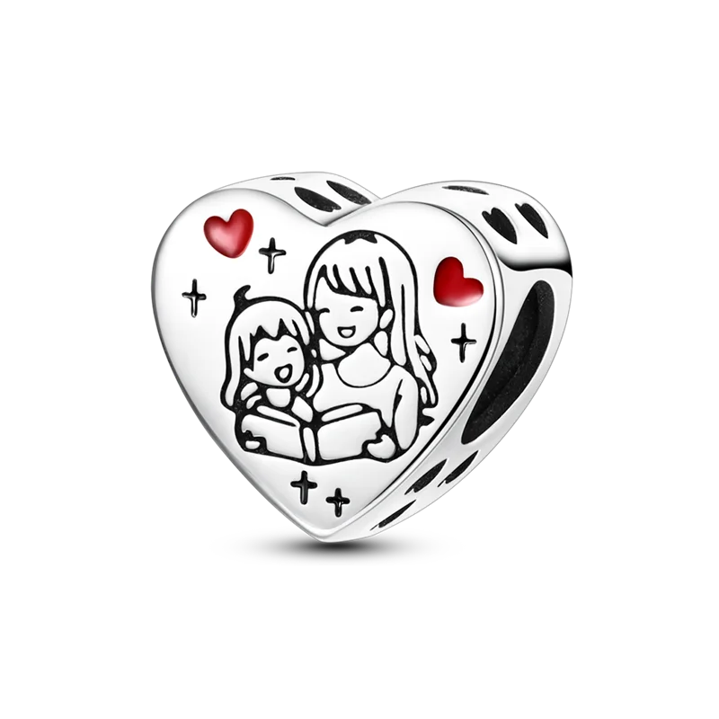 Heart Shape 925 Sterling Silver Family Lover Affection Pendant Charm Beads Fit Original Bangle Bracelet DIY Jewelry For Women Good Vibrations