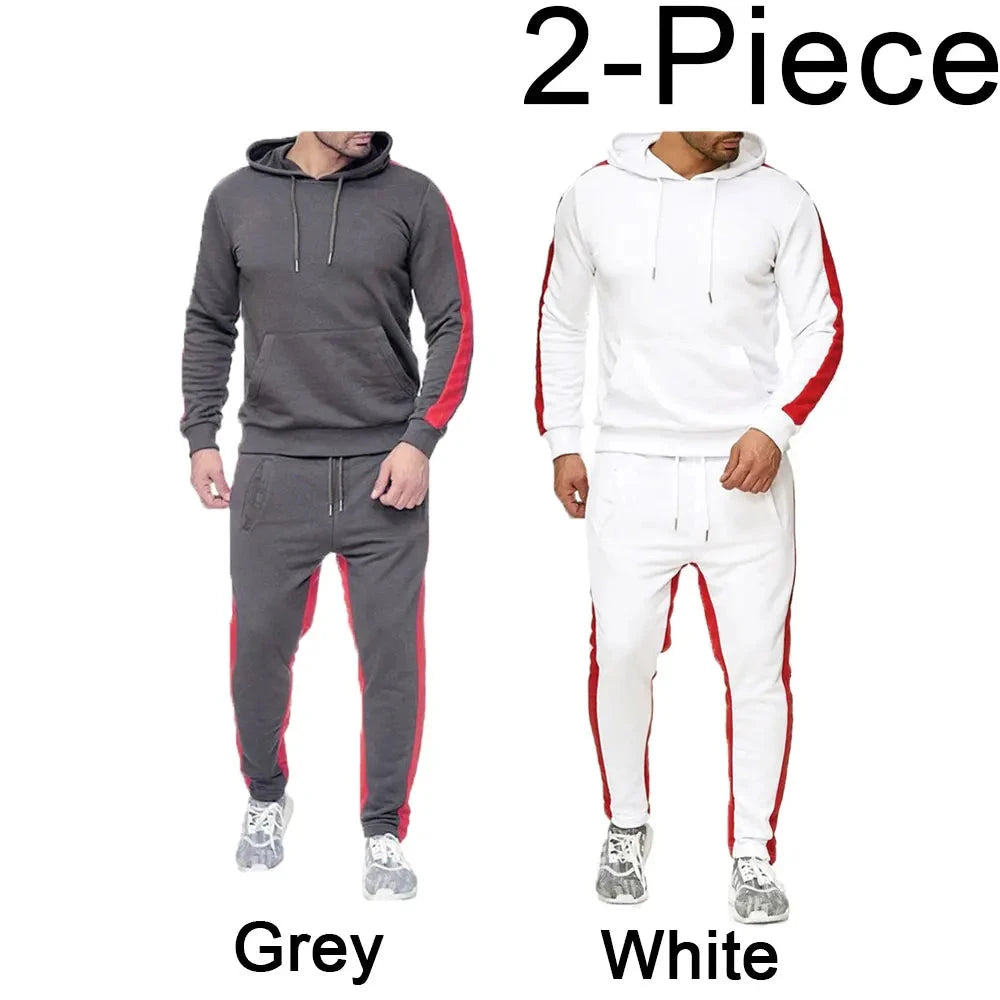 Men's 2 Piece Tracksuit Color Block Sweatsuit Stripes Casual Winter Long Sleeve Warm Moisture Wicking Breathable Sportswear Suit Good Vibrations
