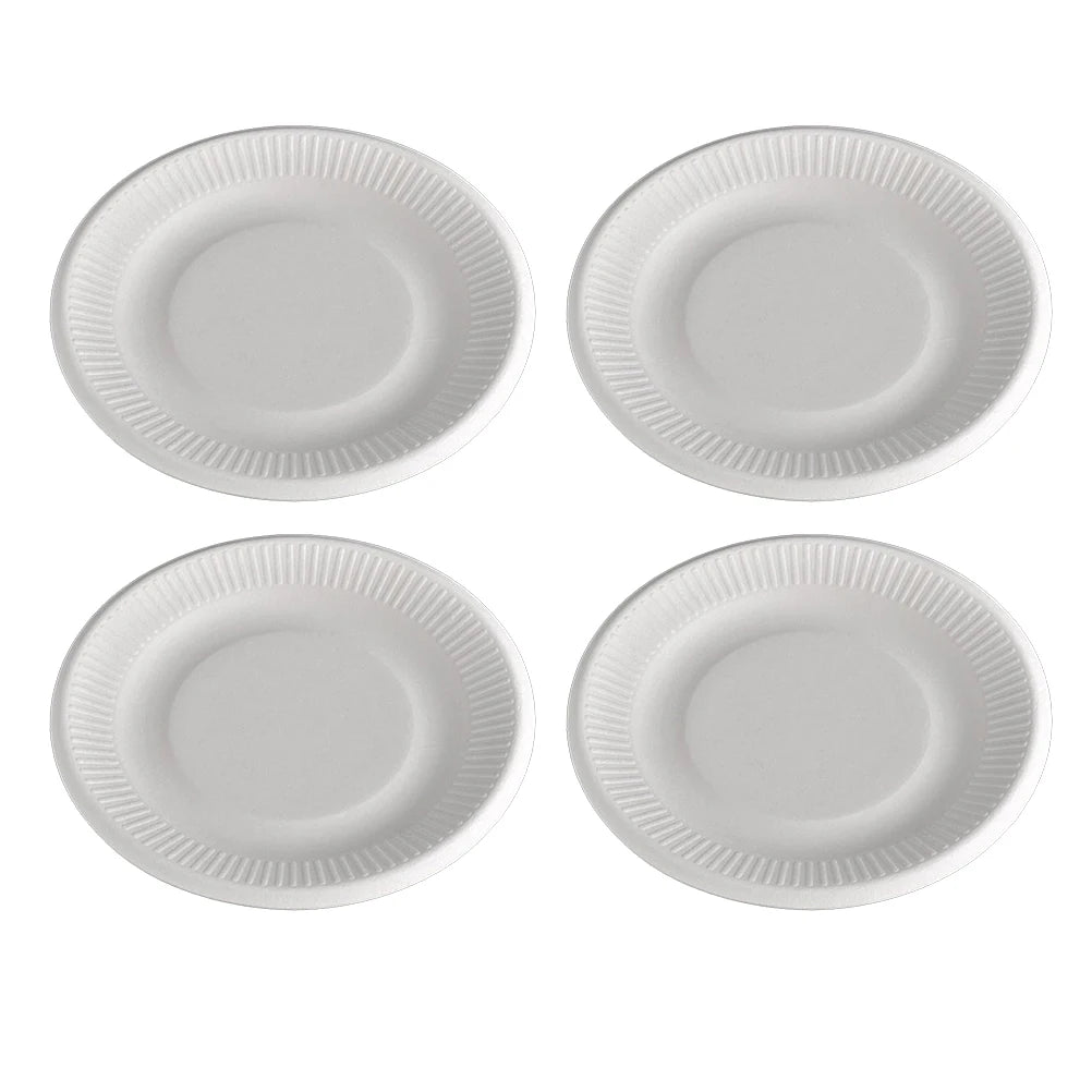 50 Pcs/lot Disposable Plastic Plates for Weddings Hard Dishes Parties Paper Wooden Cake Pan Tableware Good Vibrations