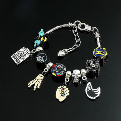Wednesday Addams Bracelet Rainbow Window Beads Bracelets Pet Hand Thing Pendant Bangle Gothic Jewelry for Women Accessories Gift Good Vibrations