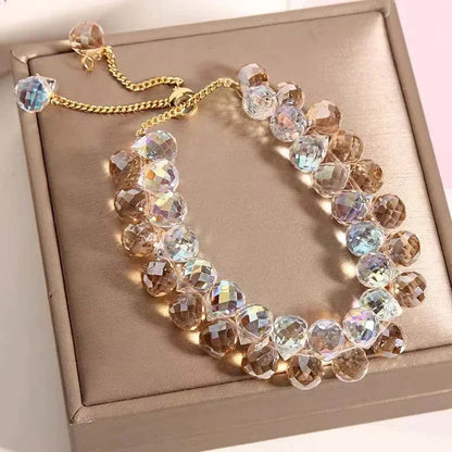 Stylish Multicolored Artificial Crystal Bracelet Fashion Shiny Handmade Charm Stone Beads Bracelet for Women Jewelryساعات نسائية Good Vibrations