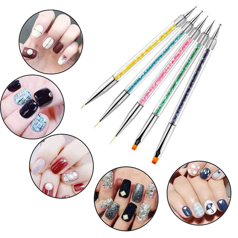 5Pc Nails Art Dotting Pen Acrylic Drawing Liner Supplies Brush Rhinestone Gems Picker UV Gel Painting Manicure Accessoires Tools Good Vibrations