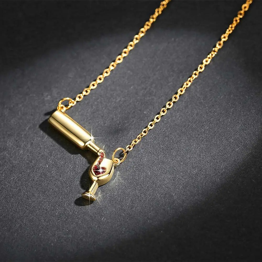 Party Romantic Wineglass Alloy Gift For Women Love Heart Glass Bottle Jewelry Necklace Choker Pendant Good Vibrations Adult Super Store