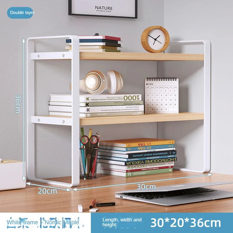 Shelf Desktop Storage  Bookshelf Student Desk Shelves Racks Office Computer Desk Tiered Cabinet Home Storage Holders Organizer Good Vibrations
