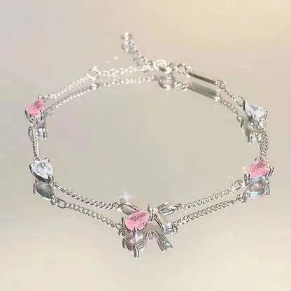 Elegant Crystal Flowers Bracelet For Women Y2K Sweet Girls Moon Cherry Blossom Bow Zircon Bracelets Luxury Designer Jewelry Gift Good Vibrations