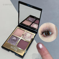 Four-color Eyeshadow Palette Low Saturation Earth Brown Rose Pearly Matte Glitter Eyeshadow Shiny Eye Shadow Lasting Eye Make Up Good Vibrations