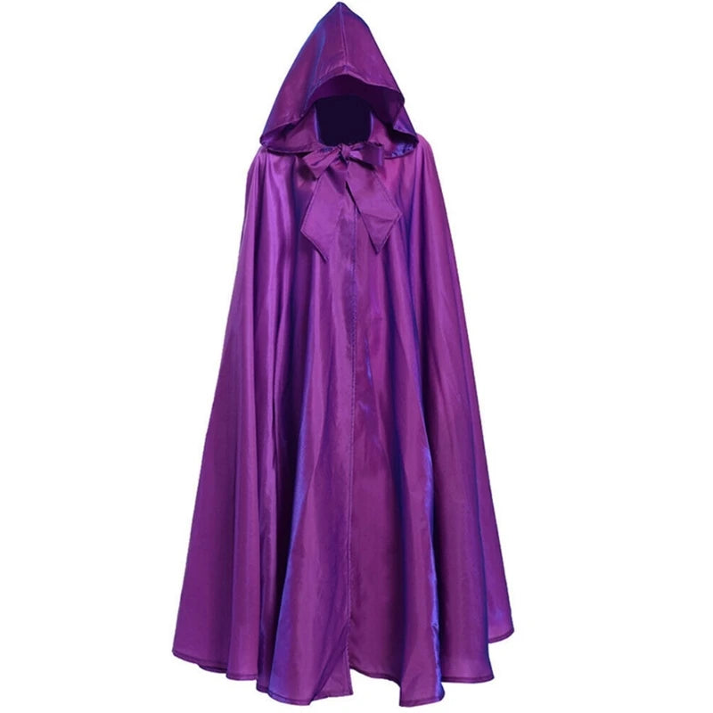 Halloween Party Costume Women Men Adult Long Robe Hooded Cloak Witchcraft Christmas Holiday Solid Color Medieval Cape Good Vibrations