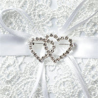 Ring Holder Wedding Supplies Western Wedding Props Exquisite Bowknot Double Heart Hollow Lace Decoration Bridal Ring Pillow Good Vibrations