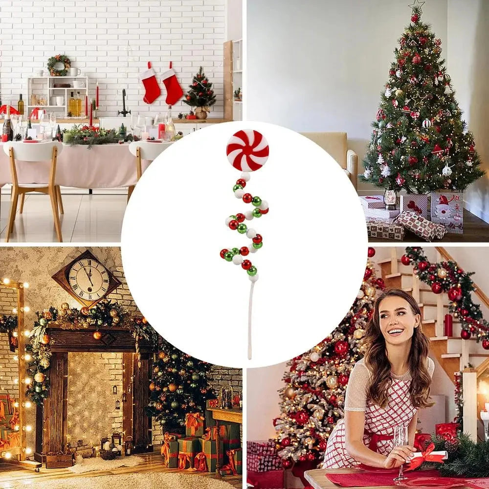 Christmas Candy Cane Decorations Christmas Tree Decoration Red White Lollipop Decoration Curved Candy Christmas Tree Stems Decor Good Vibrations