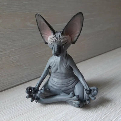 Whimsical Buddha Sphynx Cat Figurine Meditation Happy Cat Decor Art Sculptures Outdoor Garden Statues Figurine
