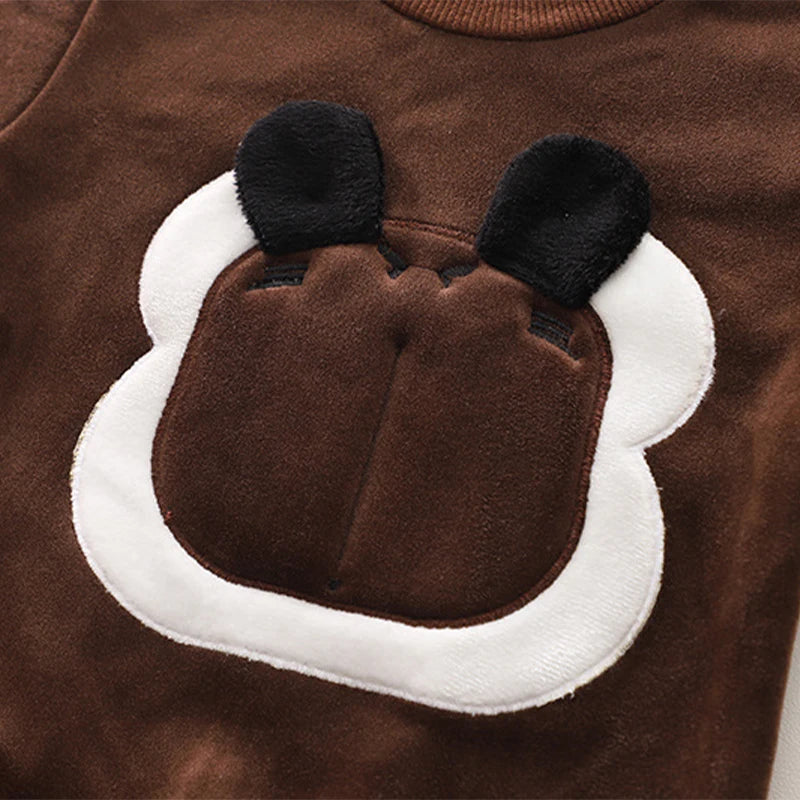 Baby Boys Clothing Set Autumn Winter Cartoon Lion Fleece Thick Hooded Jacket Coat Pants 3Pc Suit for 1-4 Years Kids Warm Outfits Good Vibrations