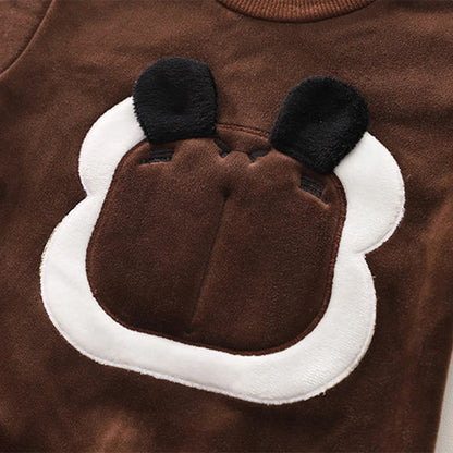 Baby Boys Clothing Set Autumn Winter Cartoon Lion Fleece Thick Hooded Jacket Coat Pants 3Pc Suit for 1-4 Years Kids Warm Outfits Good Vibrations