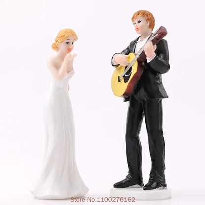 Cake Toppers Dolls Bride and Groom Figurines Funny Wedding Cake Toppers Stand Topper Decoration Supplies Marry Figurine Good Vibrations
