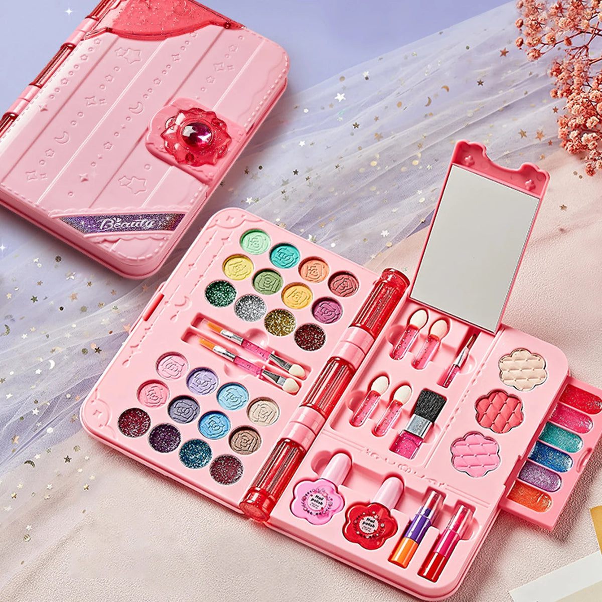 Kids Makeup Kit for Girl, Washable Play Make Up Toys Set with Mirror, Beauty Dress Up Set Toys for Age 3 4 5 6 7 8 9 10 11 12 Ye Good Vibrations