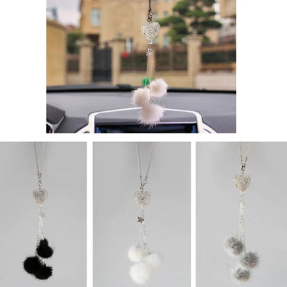 Fashion Diamond Car Accessorie Bling Hairball Pendant Auto Rearview Mirror Pendant Birthday Gift Auto Decoraction Ornaments Good Vibrations