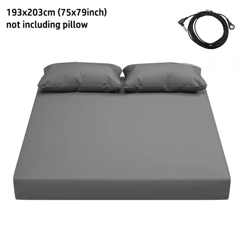 Grounding Sheet for Better Sleep - Cotton and Silver Conductive Fitted Sheet with Grounding Cord, Machine Washable for Twin Good Vibrations