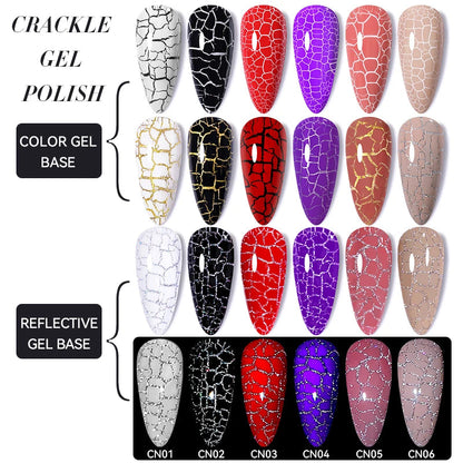 LILYCUTE 7ml Crackle Gel Nail Polish Quick Dry Marble Cracking Effect Gel Semi Permanent Soak Off Nail Art Varnish Manicure Good Vibrations
