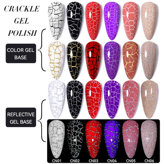 LILYCUTE 7ml Crackle Gel Nail Polish Quick Dry Marble Cracking Effect Gel Semi Permanent Soak Off Nail Art Varnish Manicure Good Vibrations