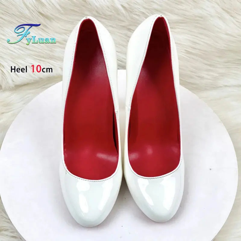 Woman Stiletto Heels Fashion Round Toe Leather Women Shoes Spring Autumn Black Super High Heel Work Shoes Female Pumps Good Vibrations