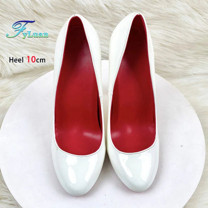 10CM 12CM Woman Stiletto Heels Fashion Round Toe Leather Women Shoes Spring Autumn Black Super High Heel Work Shoes Female Pumps Good Vibrations
