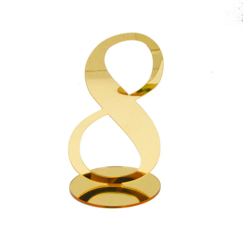 1PC Gold Silver Table Number with Holder Elegant Mirror Table Number Sign Seat Card For Wedding Birthday Party Anniversary Event Good Vibrations