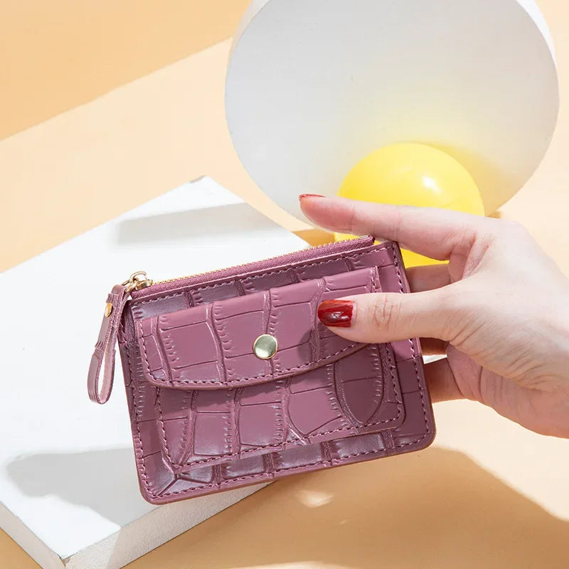 Pu Leather Mini Coin Purse for Women Stone Pattern  Girl Cute Zipper ID Bus Card Wallet Women Lady Money Wallet Key Case Bags Good Vibrations