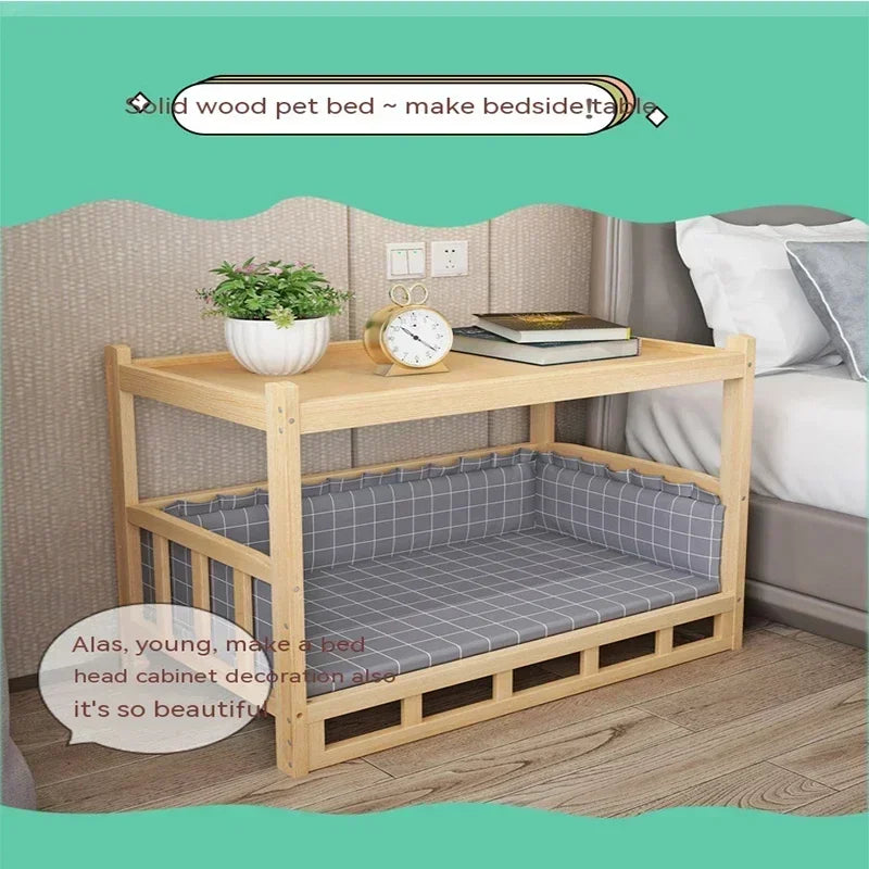 Simplicity Wooden Dog Bed Can Be Used As Bedside Table Dog Kennel Four Season Universal Environment protection Practical Pet Bed Good Vibrations