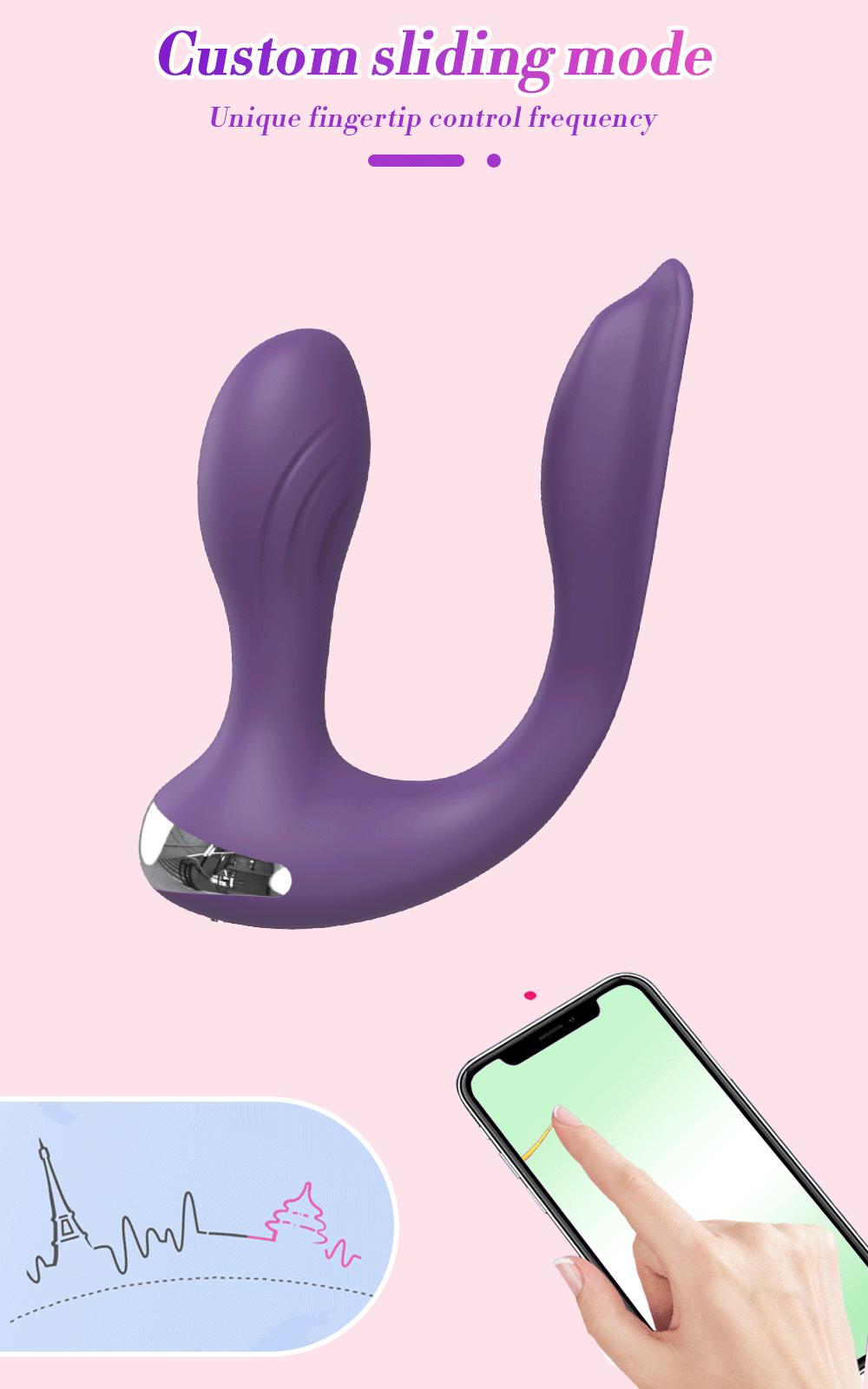 Women Dual Clit Stimulator Ended Vagina Anal Vibrator Female Masturbator Sex Toy