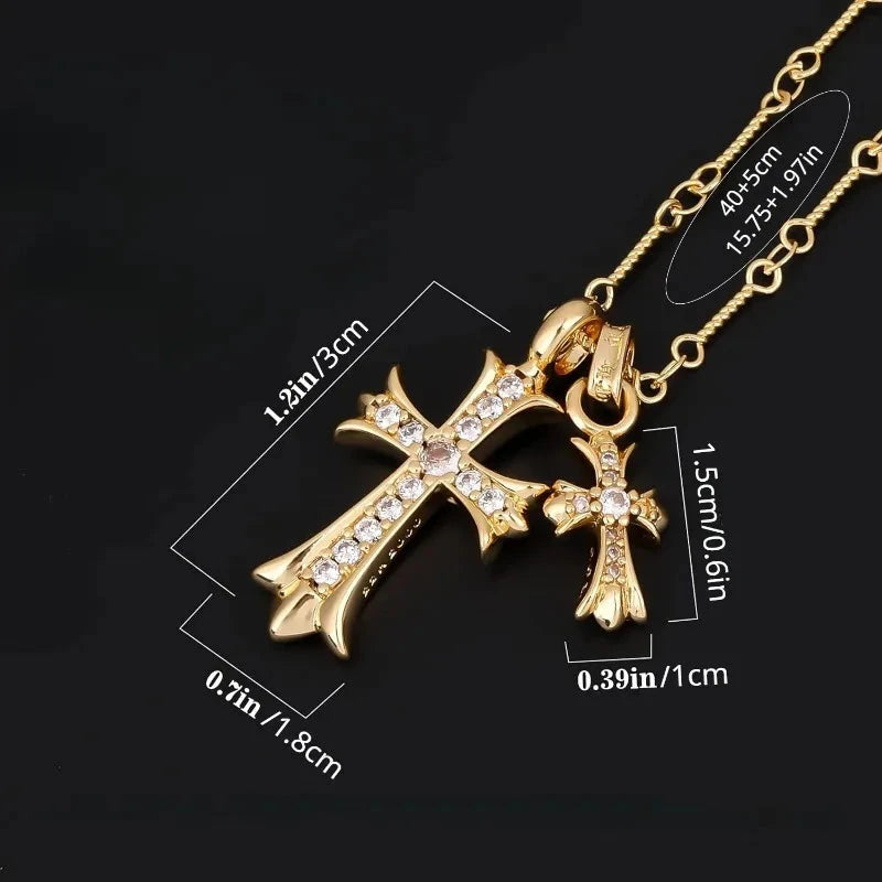 1pc Luxury Geometric Elegant Cross Necklace For Women Men Wedding Engagement Party Jewelry Accessories Good Vibrations