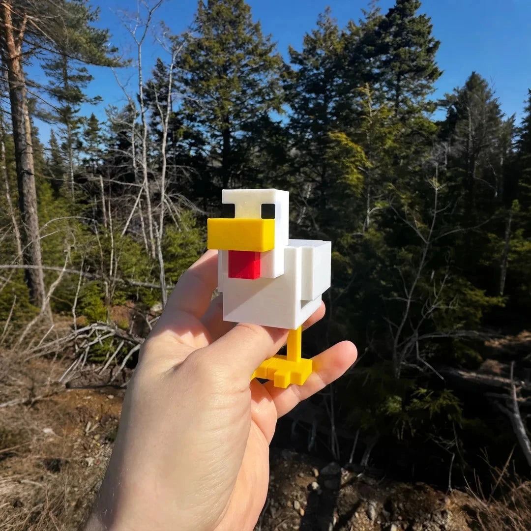 Charming and cute pixel chicken statue - artistically crafted animal decoration suitable for homes and offices Good Vibrations