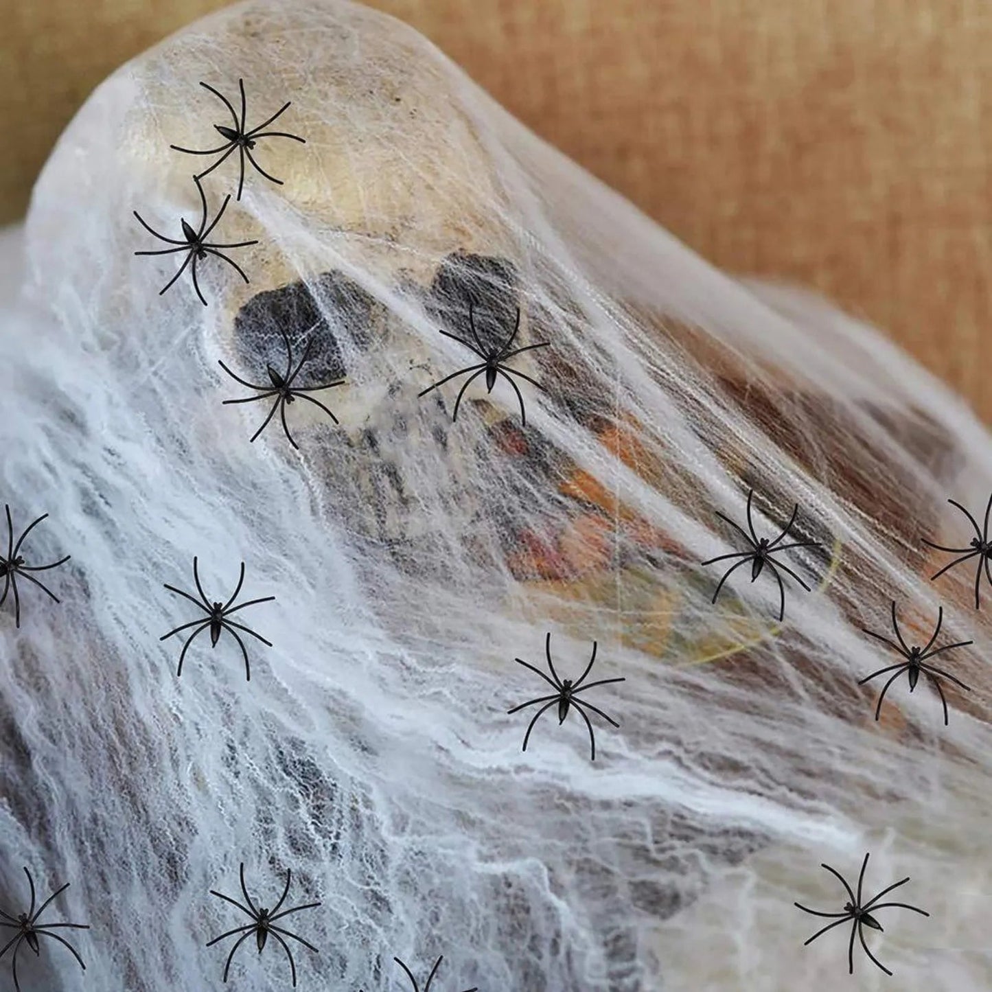 Halloween Horror Glowing Sound Control Spider Cotton Skull Prop Ghost House Secret Room Courtyard Decoration Decor Good Vibrations