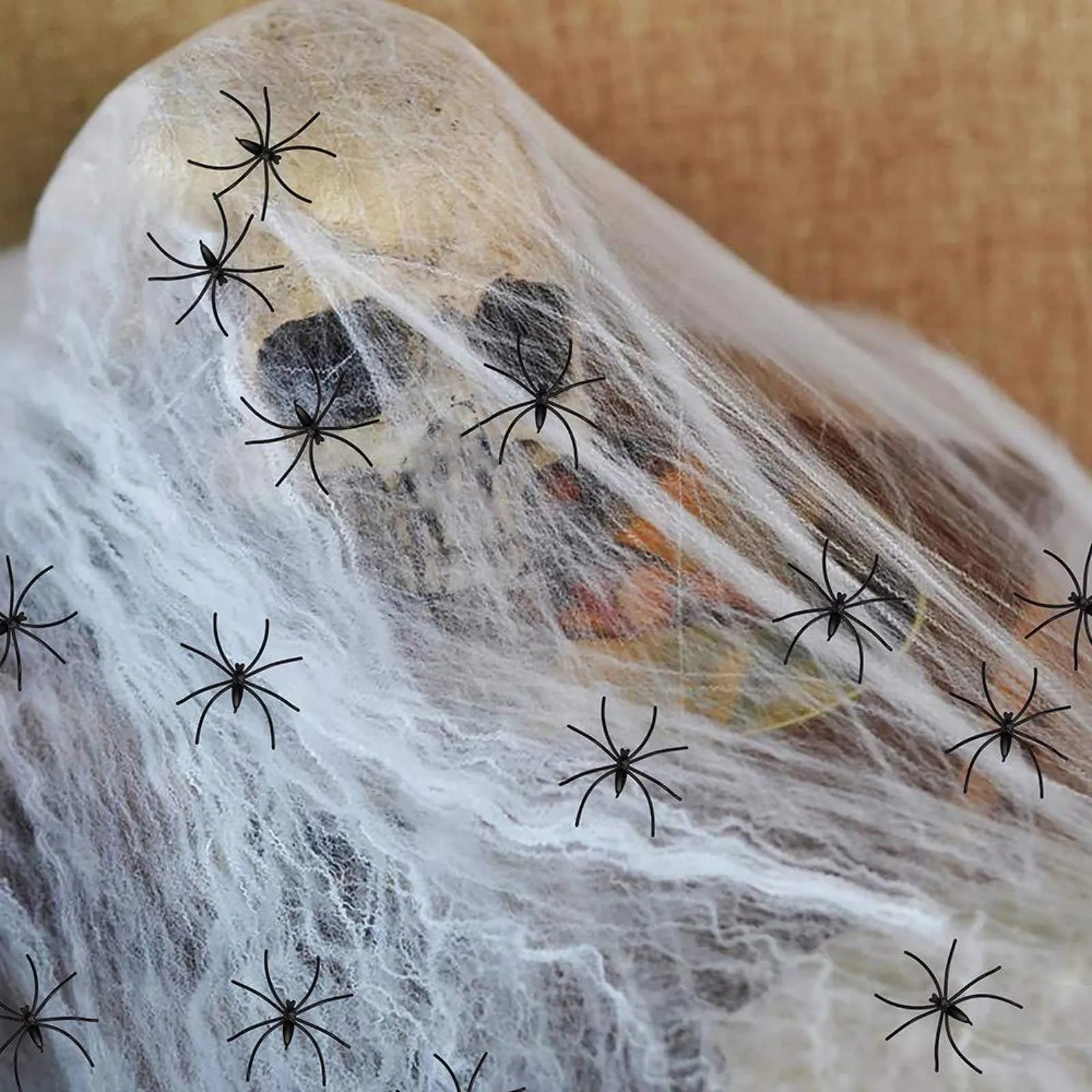 Halloween Horror Glowing Sound Control Spider Cotton Skull Prop Ghost House Secret Room Courtyard Decoration Decor Good Vibrations