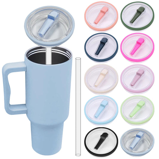 40Oz Tumbler Flip Straw Lid Replacement Spill Proof Resistant Tumbler Lid Reusable Spray Proof Tumbler Cover for stanley Cug Good Vibrations Adult Super Store