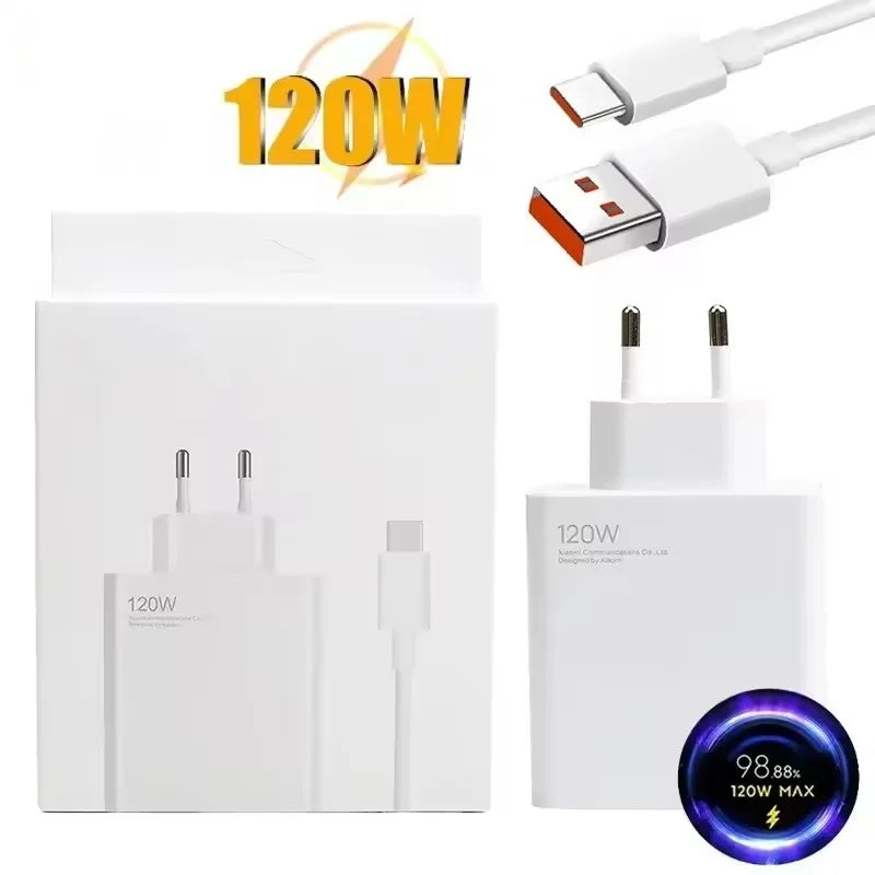 120W Ultra Fast Charger QC 5.0 EU Plug 6A Type C Cable 67W 55W 33W Rapid Charging Adapter For iPhone Huawei 2025 Good Vibrations