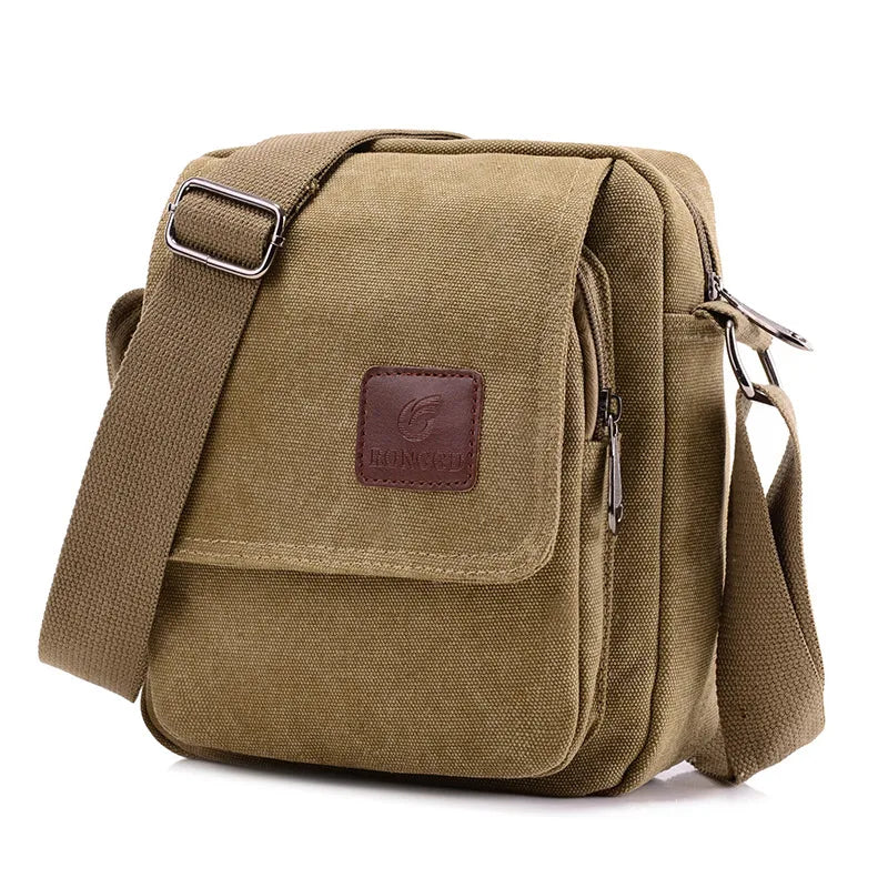 Casual Crossbody Bag, Men's Retro Canvas Crossbody Bag, Suitable for Going Out and Daily Commuting, Shoulder Bag Good Vibrations