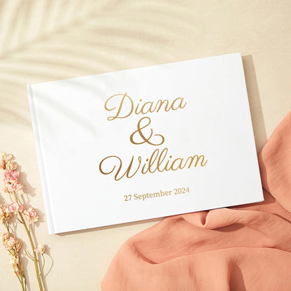 Personalized Guest Book for Wedding Noble Message Photo Album Simple Elegant Horizontal Wedding Reception Signing Book Good Vibrations