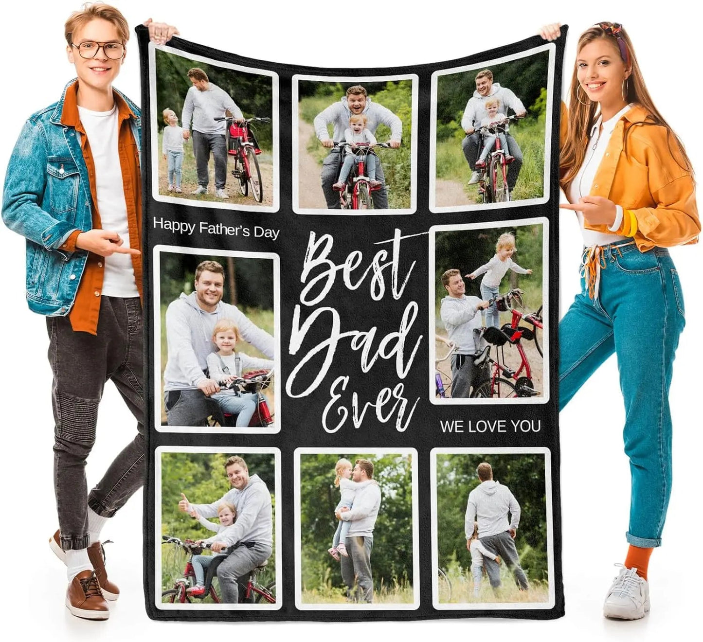 Personalized Fathers Day Throw Blanket Best Dad Ever Gift from Daughter Soft Plaid Throw  L x  W Good Vibrations