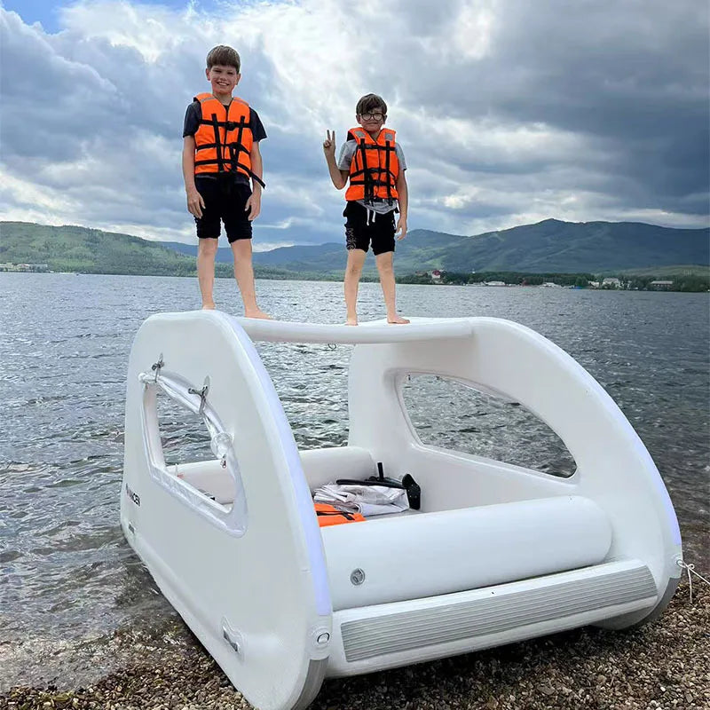 Water Inflatable Yacht Slide Portable Storage Outdoor Yacht Solar Perpetual Motion Machine Floating Bed Luya Hovercraft Good Vibrations