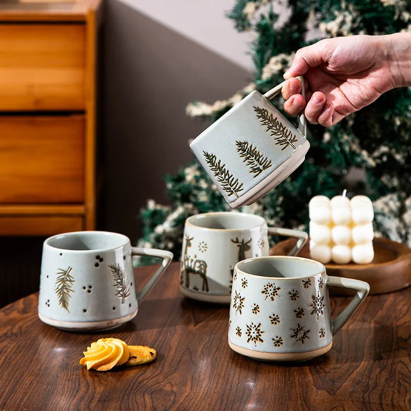 300ml Christmas Gift Creamic Mug Milk Water Cup Breastfast Coffee Mugs Office School Mugs for Drink Holiday Kitchen Drinkware Good Vibrations